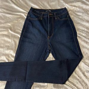 Fashion nova super high waisted dark wash jeans, size 7